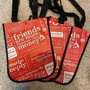 Set of 3 brand new lululemon shopping bags